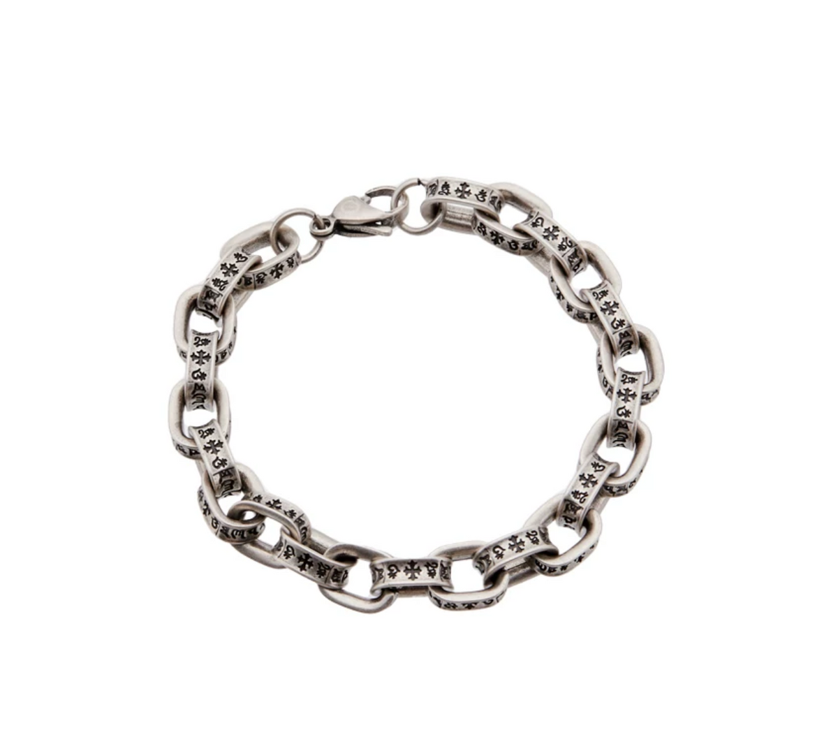 Pluto men's oxidized sterling silver bracelet, full loop on white