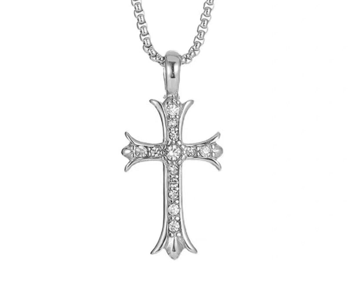 Aether cross pendant necklace, front view