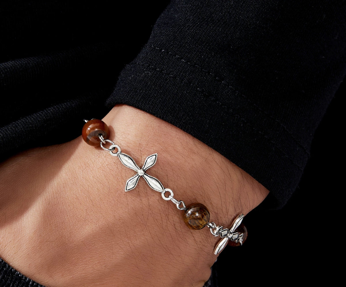 Argus 925 silver bracelet with faceted tiger's eye beads