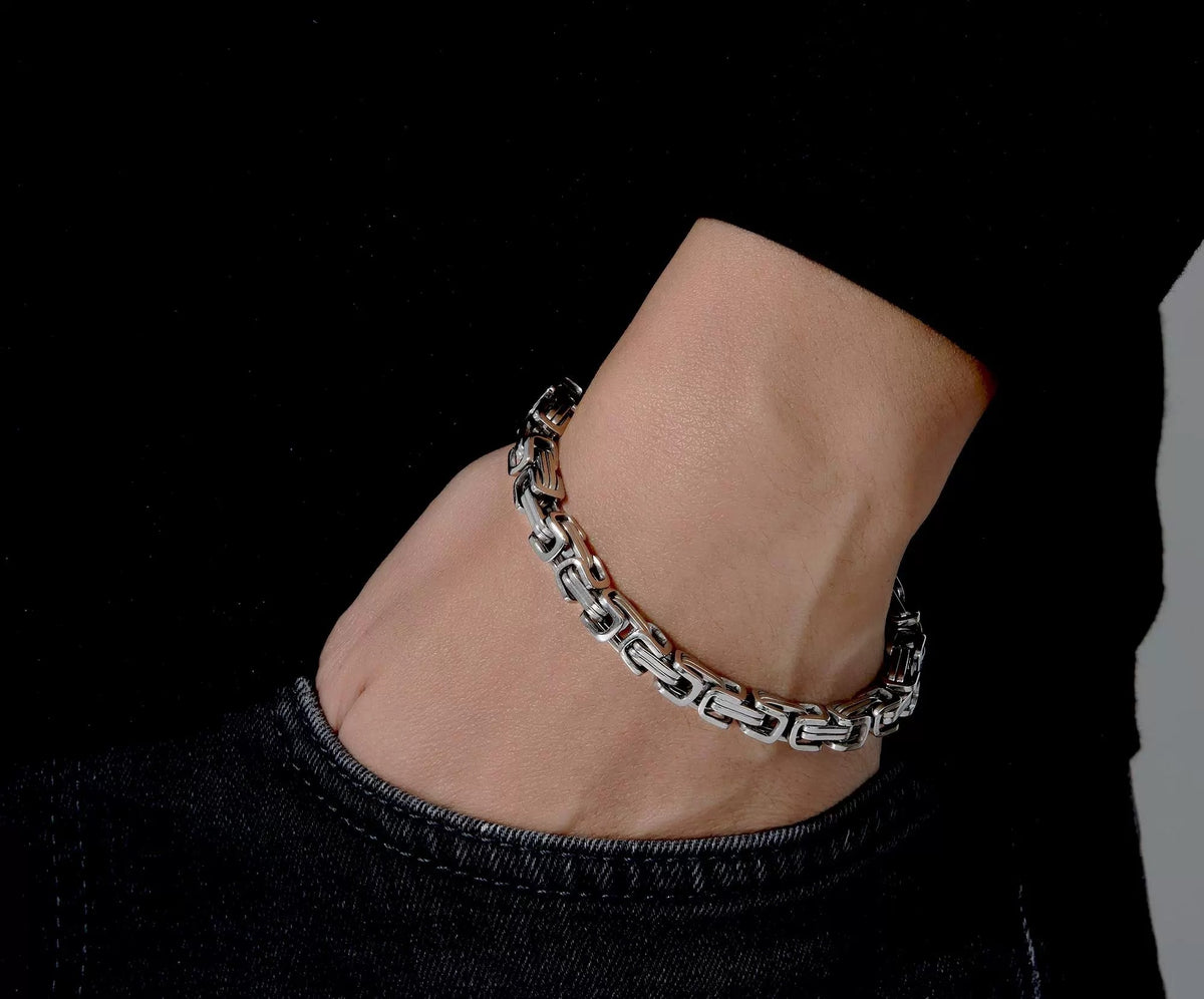 Cerberus polished 925 silver Cuban-link bracelet