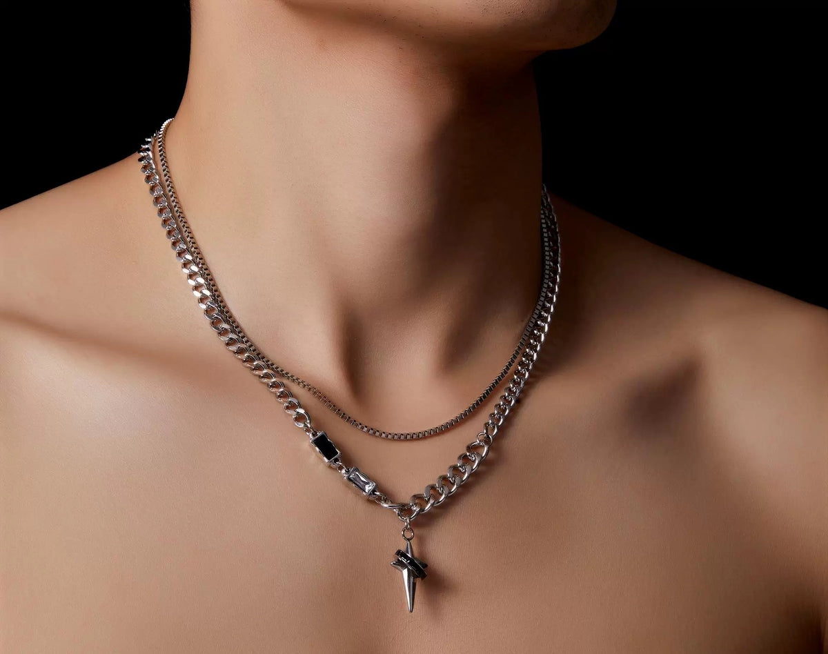 Astraea wrapped silver necklace with celestial star centerpiece