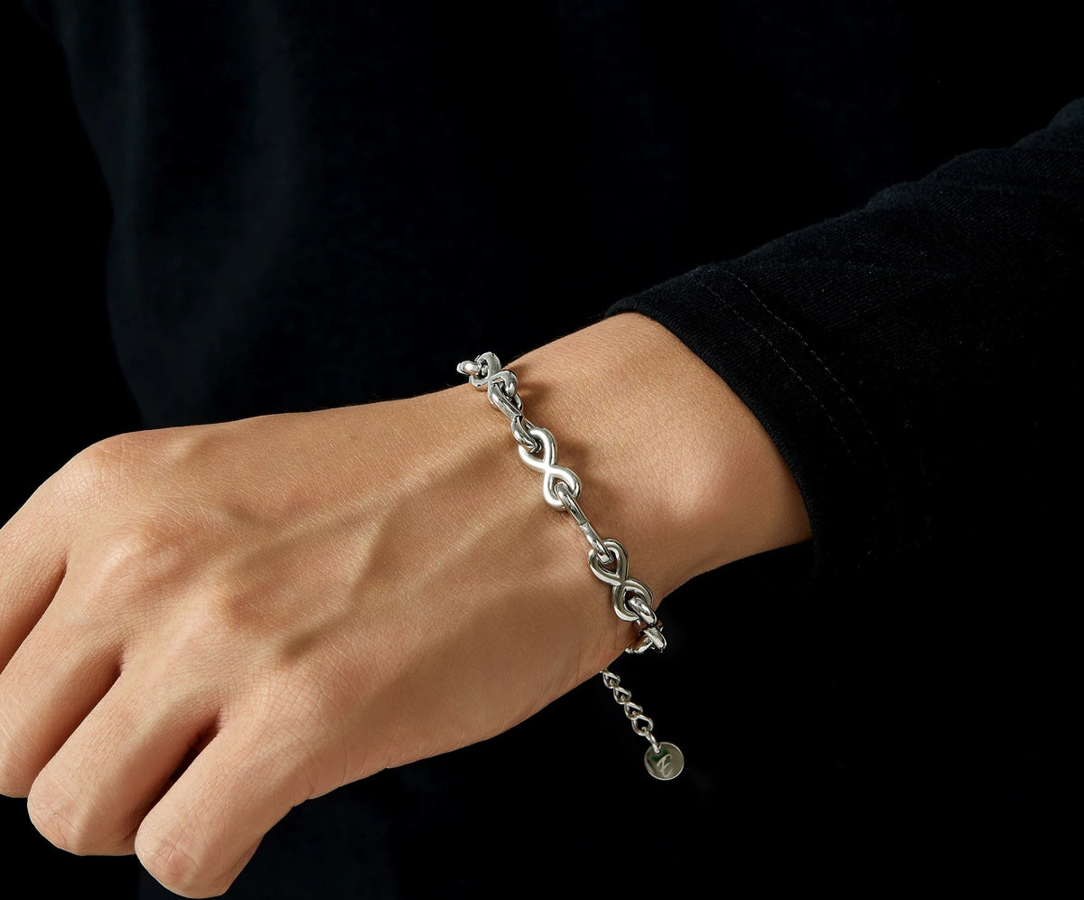 Charon polished link bracelet in 925 sterling silver