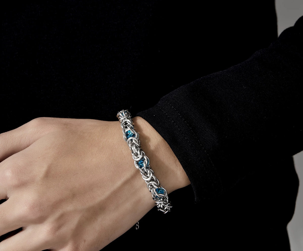 Styx 925 silver Byzantine-weave bracelet with sapphire beads