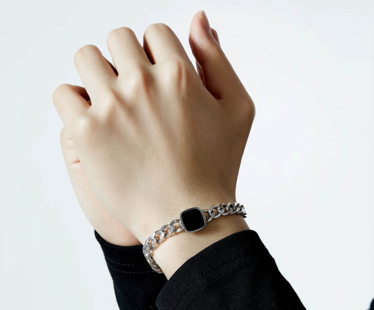 Minos polished 925 silver bracelet with closely arranged links